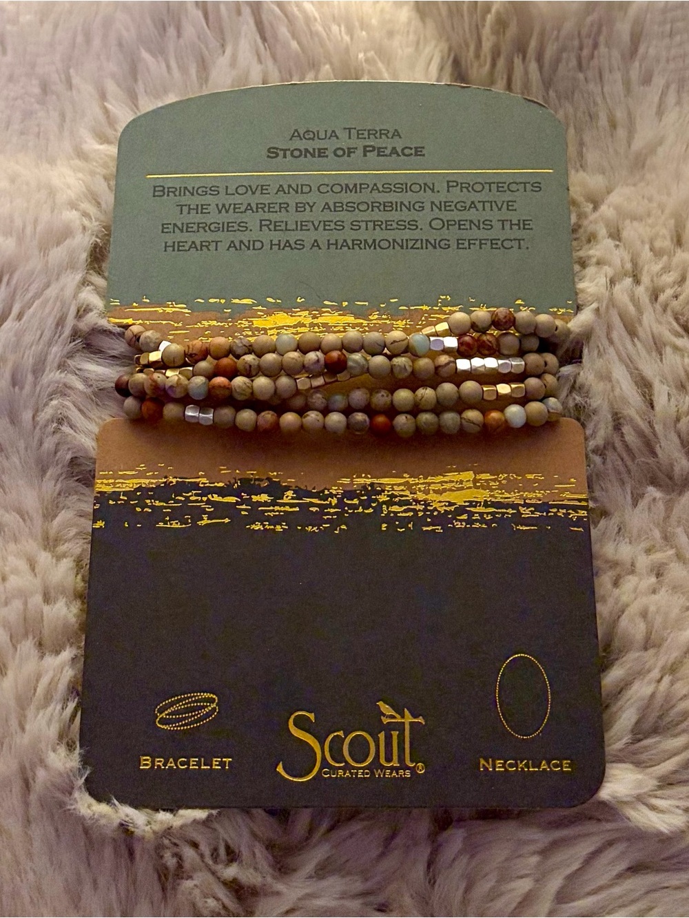 Scout Aqua Terra Stone of Peace Beaded Wrap Bracelet - Multi Neutral Tones